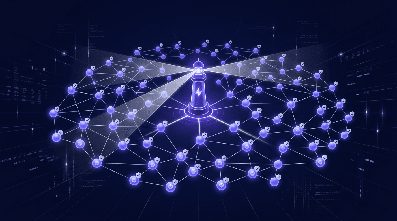 Network diagram showing AI agents discovering and connecting through the Agentverse registry