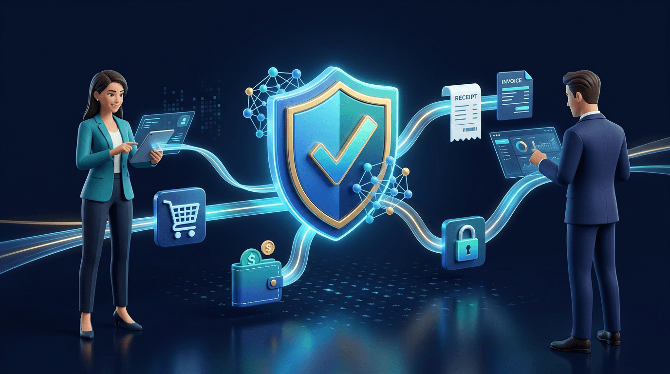 AI agent transaction flow from Stripe payment link to verified commerce completion